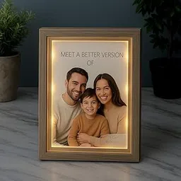 EAZYWAGON Wooden LED Photo Frame - 4x6 Inch (Beige Silver) | Desktop, Tabletop & Wall Hanging Photo Frame for Home Decor, Office Desk & Gifting | Light-Up Photo Frames for Sweet Memories-picture-13