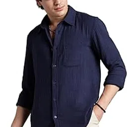 fyltr Men's Solid Casual Shirt with Patch Pocket with Spread Collar- 100% Cotton | Regular Fit | Full Sleeves | Soft & Comfortable | Summer Shirts for Men-picture-34