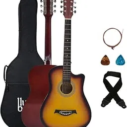 BLUEBERRY VIP-382, Acoustic Guitar, Cutway Innovative design With Bag, Belt, String Set And 2 Picks - 38 Inch (Sunburst)-picture-12