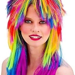 Wanna Party Multi Colour Rocker Girl Wig-image-77