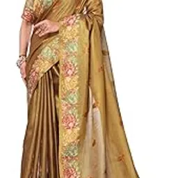 swornof Gold-Toned Woven Design Silk Zari Tissue Saree | Saree for Women | Soft and Skin Friendly-picture-48