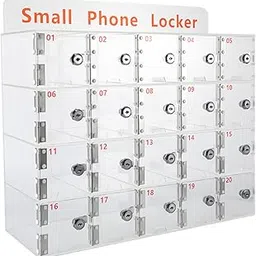 FireLeaves Cell Phone Storage Locker,20-Grid Wall-Mounted Acrylic Cell Phones Storage Cabinet Storage Locker Box with Door Locks and Keys for Classroom Office,School,Office image 1