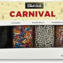 The Select Aisle Carnival Sprinkles 100g | Themed Cake Sprinkles Combo Pack with Sugar Balls, Rainbow Confetti, Chips & Edible Cake Decoration Toppings-picture-26