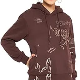 madame Chocolate Brown Printed Hooded Sweatshirt-picture-11