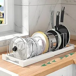 MOOKA Expanding Cookware Organizer, Space saving storage for pan lids, baking trays Pot and Pan Organizers Rack,Pot Lid Organizers,Pot racks,Pot holder,Stainless steel Adjustable Dividers Kitchen-picture-50