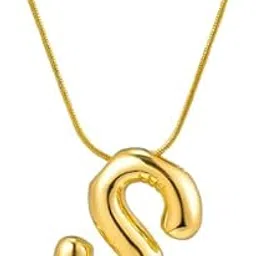 meenaz Anti Tarnish 'S' Letter Initial Gold Pendant for Women Stainless Steel Jewellery Alphabet Necklace Bubble Alphabet Chain for Women Girls Waterproof Balloon Necklace for Women Necklace for Girls-picture-32