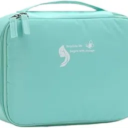 UMAI Polyester Vanity/Cosmetic Storage Bag For Women|Makeup Pouch with Dividers,Travel Organizer -Waterproof,Adjustable Compartments,and Separate Brush Compartment- Ideal for Home and Travel (Blue)-picture-38