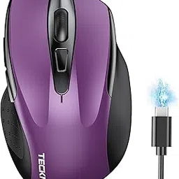 TECKNET Wireless Mouse (BT5.0/3.0 & 2.4G) Rechargeable 4800 DPI Silent USB A & Bluetooth Mouse 6 Buttons, Wide Compatibility - Purple-picture-65