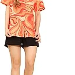enciger Womens Casual Shirt Soft Beach Shirts Floral Tropic Print V Neck T-Shirt Short Sleeve Button Up Tops-picture-41