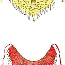 MYADDICTION Women's Belly Dance Tribal Face Veil Red+Yellow-picture-12