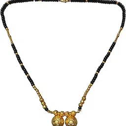jrg Vati Wati Mangalsutra For Women Girls Ladies Temple South Indian Traditional 1 Gram Gold Stylish Maharashtrian with Black Beads Size - 18 inch length-picture-35