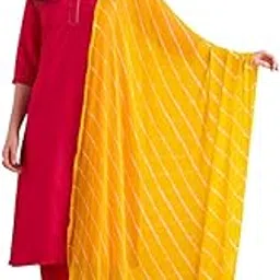 dupatta bazaar Women's Leharia Dupatta with Pom Pom Lace-picture-33