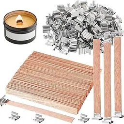 Smello Wooden Wick with Tab | Wooden Wick for Candle Making | Wicks with Metal Base | Clean Burn & Crackling Sound | Great for Soy & Beeswax Candle Making! (H 13cm x L 1.30cm, 10)-picture-31