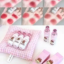 Gege Bear Milk Velvet Lip Glaze | Cute Baby Bottle Design with Bear Print | Smooth Matte Finish Lip Tint | Long-Lasting, Lightweight & Moisturizing Formula | Compact Size with 6 Rich Shades | Smudge-Proof, Weightless Texture 🌸🐻 (06# Lychee, 2.5g)-picture-36