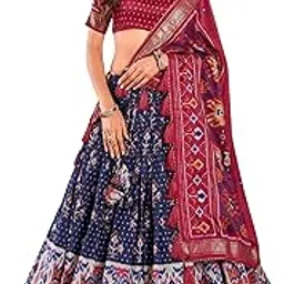 define lehenga Women’s Stylish Tussar Silk Floral Printed Semi Stitched Lehenga With Unstitched Blouse And Designer Dupatta For Wedding, Festival, Family Function Or Special Occasion-picture-18