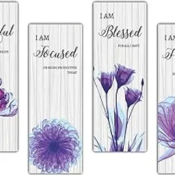 KACHI PENCIL 4 Pieces Hanging Wooden Signs Blue Flower Rustic Vintage Inspirationnal Quotes Wall Plaque for Bedroom Living Room Home Art Décor WHANG-11-picture-50