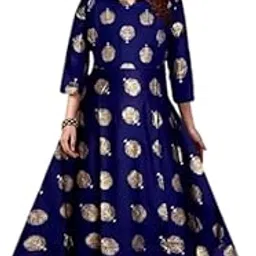 Floral Printed Full Sleeves Rayon Long Floor Length Gown for Women's-image-19