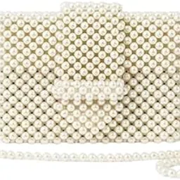 Handmade Pearl Beaded Sling Bag for Women – Elegant White Pearl Clutch Purse with Golden Chain | Stylish Party, Wedding & Evening Shoulder Bag | Designer Beaded Handbag for Girls-image-3