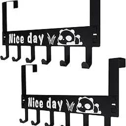 Heavy Metal Over Door Hanger for Clothes, Towel & Bags | Drill Free | Hanging Hooks for Bathroom, Bedroom, Kitchen| Removable (Black - Black, 2, Count)-image-71