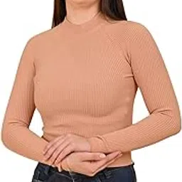 nobarr Women's Viscose Full Sleeve with Turtle Neck Peach Sweater-picture-31