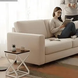 Amazon Brand - Solimo Modern Geometric Side Table for Living Room and Bedroom – Sturdy Metal Frame with Wooden Top, Compact & Stylish Accent Table, Perfect as Sofa Side Table, Nightstand-image-5