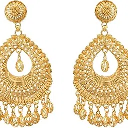 Indian Bollywood Bridal Ethnic Gold Plated Fashion Earring/Jhumka For Women & Girls (Drop Gold)-image-51