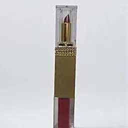 Luxury 2-in-1 Lipstick and Lip Gloss Set, Gold Metallic Case, Deep Red Shade-picture-10
