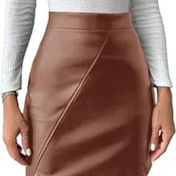 janak 'n' masaaya Women's Faux Leather Mini Skirt with Side Slit-picture-39