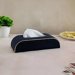 Handcrafted Fine Leather Tissue Paper Box Holder Organizer with 100 Pulls Cotton Rags Tissue for Office Desks,Living Room, Kitchen Cars & Home Décor| Tissue Box Holder Cover. (Black)-picture-40