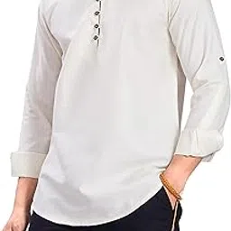 divisive Men's Cotton Relaxed Fit Short Kurta image 1