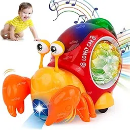Zest 4 Toyz Musical Crab Baby Toy with Sound LED Light Up Interactive Dancing Toys Moving Toddler Toys 0-12 (Red)-picture-17