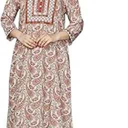 sanaa Women's Printed 3/4th Sleeve Full-Length Nighty with Round Neck Embroidery-picture-16