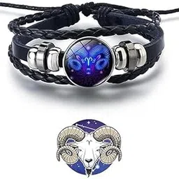 willton 12 Constellation Zodiac Guardian Bracelet Black Leather Adjustable Handmade Fluorescent Woven Leather Bracelet for Women & Men, All age Jewelry Gifts For Unisex-picture-43