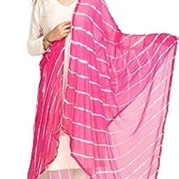 hella fashions Women's Soft Silky 2.5 Meter Chiffon Dupatta Pack of 1 in Handcrafted Leheriya Bandini/Tie-Dye Pattern with a Gota Triangular Lace on all 4 Sides-picture-34