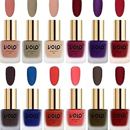 Volo Velvet Dull Matte Bold Colors Nail Polish Combo in Wholesale Rate(Light Peach, Sand Nude, Nude, Carrot Red, Metallic Dark Purple, Dark Coffee 96 ml) Pack of 12-image-60