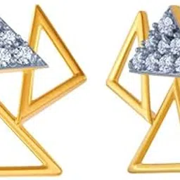 p.c. chandra jewellers 14k (585) Yellow Gold and American Diamond Stud Earrings for Women-picture-15