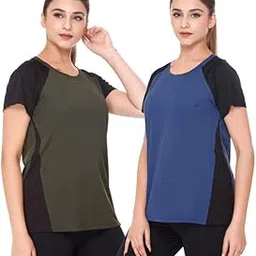 Gym Tshirt for Women, Sports Combo T-Shirt Women, Stretchable & Quick Dry Polyester Workout T Shirts for Women (Pack of 2)-image-99