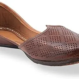 korakari Men's Traditional Maharaja Punjabi Jutti Comfortable Mojari for Men (Size: UK7, Light Brown)-picture-39