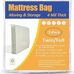 ComfortHome Mattress Bag for Moving and Storage, 4 Mil Extra Thick, Twin and Full Size, 1 Pack Clear-image-49
