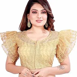 brigattes Women's Letest Split Net Deginer Blouse Fabric Heavy Full Sleeves Readymade Blouse Saree-picture-40