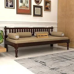 PS DECOR Wooden Couch Diwan Sofa Settee for Living Room and Office | Three 3 Seater Sofa | Sheesham Wood (Walnut)-image-44