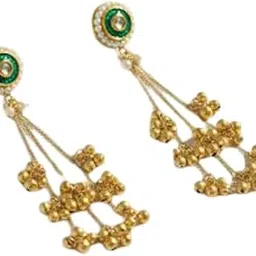 Elegant Dangle Earrings with Green Enamel & Floral Design, Trendy Jewelry for Women, Fashionable Earrings for Parties & Special Occasions-picture-42