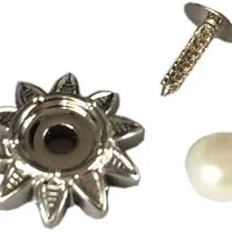 FABLOFT 10 Sets Pearl Sunflower Studs Rivets Spikes for DIY Shoes Bags Decor Silver-picture-27