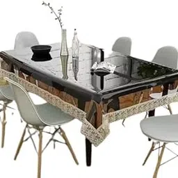 Transparent PVC Table Cover – Silver & White Lace Border, 40" x 60 Inch Table Cover_016_Brown-picture-15