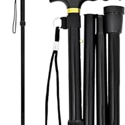 Aluminium Folding Walking Stick, 4 Sections, Adjustable Height, Black-picture-25