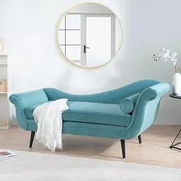 HAVEN CRAFT | 2-Seater Rosewood Settee Sofa Diwan Chase Lounge for Your Loving Space Living Room, Office, Bedroom (Sky Blue)-image-37