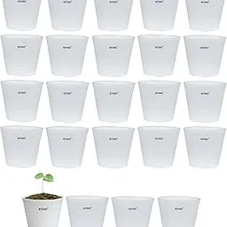 STOIC Nursery Pot Planter Pot|Indoor and Outdoor Flower Pot for Home/Office/Table/Garden/Balcony Decoration 4 Inches Plastic White Color (Pack of 24)-picture-10