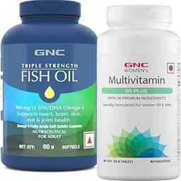 GNC Triple Strength Fish Oil (60 Softgels) & GNC Women's Multivitamin for Women 50+ (120 Tablets) Combo-image-44