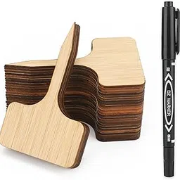 KINGLAKE 60 Pcs Bamboo Plant Labels,Garden Plant Labels,Garden Plant Markers,T-Type Tags Nursery Garden Labels,Wood Plant Labels,Waterproof Garden Signs for Vegetable Garden Plants with a Marker Pen-image-40