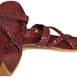 yash & co. Yash&Co. Man's Leather Kolhapuri Chappal & Footwear (9UK, Burgundy)-picture-23